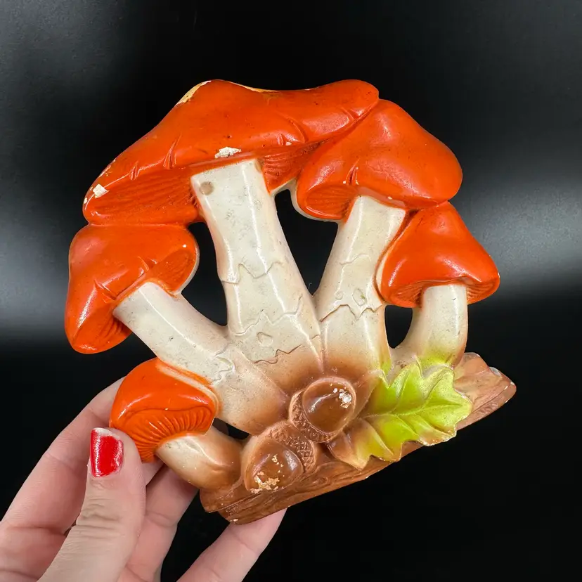 Vintage Miller Studios Inc. Mushroom Chalkware Wall Decor