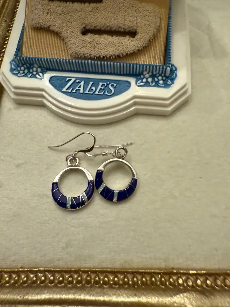 Sterling Onyx Opal Inlay Earrings