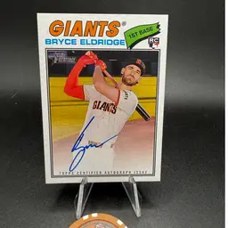 Bryce Eldridge On Card Blue Auto RC 2026 Topps Heritage San Francisco Giants