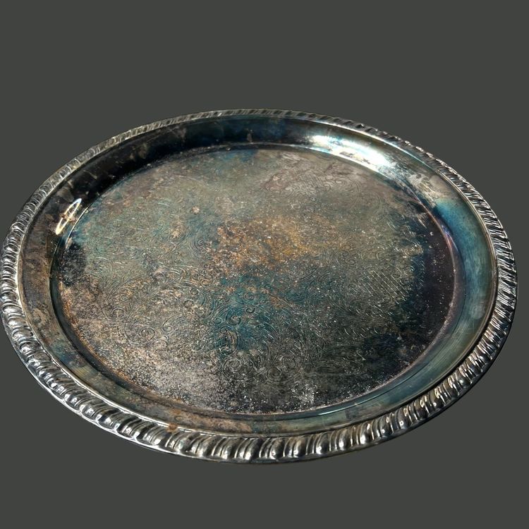 Vintage Wm Rogers 12.25" Silver Plated Floral 12.25" Tray