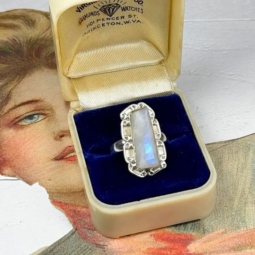 Sterling Silver Moonstone Ring Size 7.5