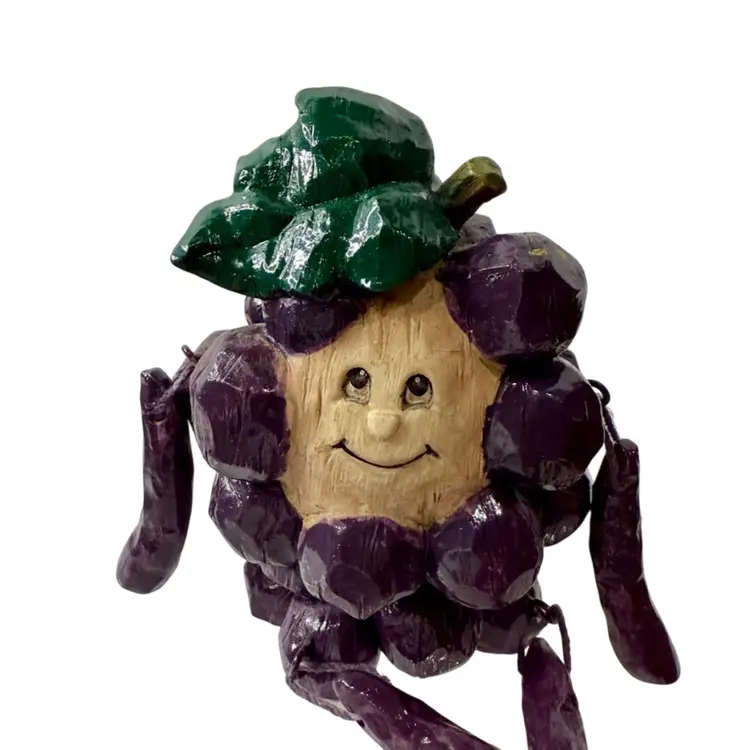 Purple Grapes Shelf Sitter Fruit Figurine Resin Anthropomorphic Kitsch 1980s  3.75” T x 3” W