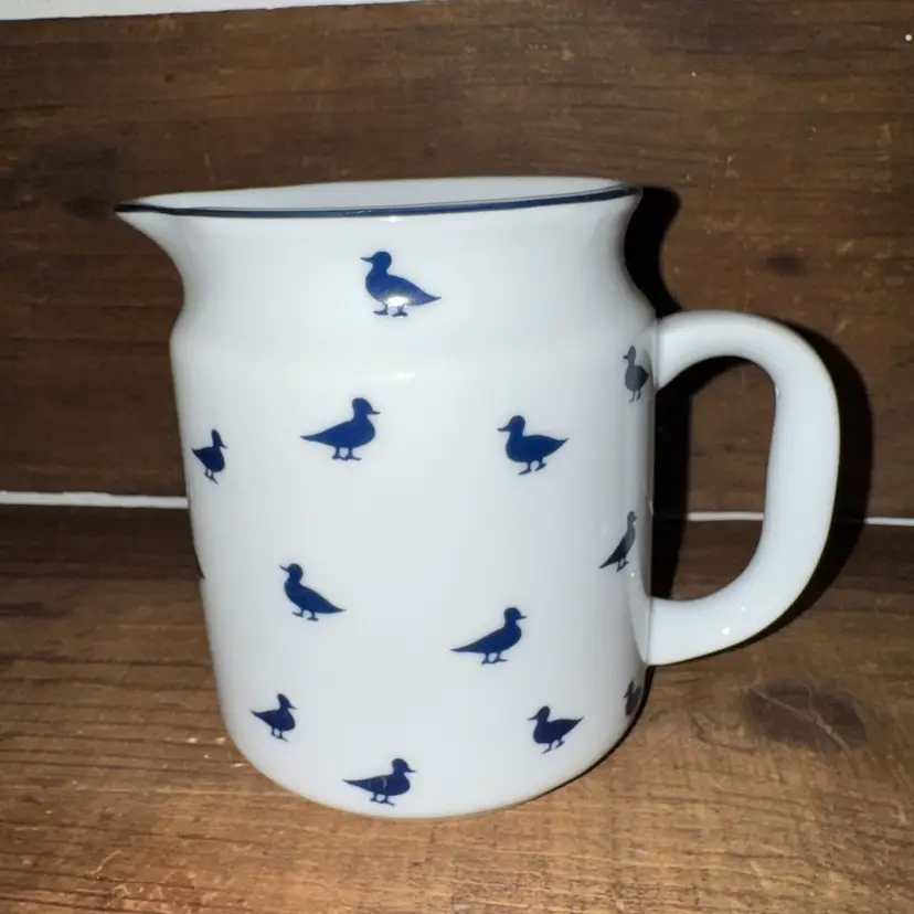 1983 Vintage Blue Ducks Shafford Fine Porcelain Milk Pitcher