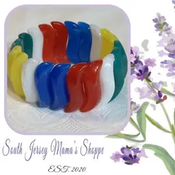 Vintage 1984 Avon “Summer Brights” Multi Color Lucite Stretch Bracelet