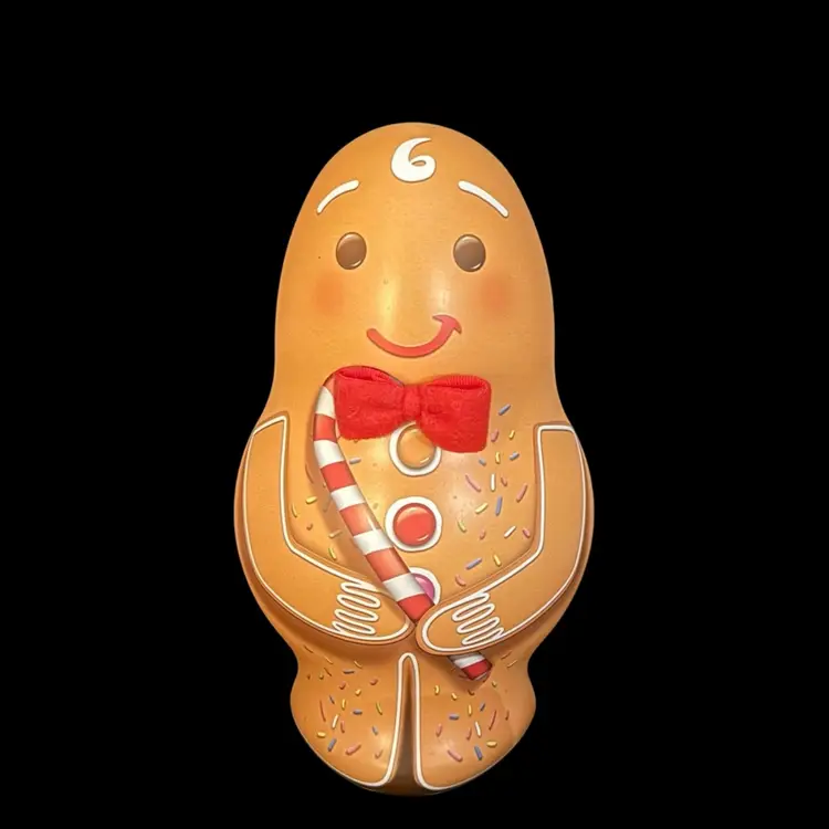 Gingerbread Man Metal Christmas Tin 3D Empty•Great For Gifts Or Candy•Free Standing 
9” T x 5” W