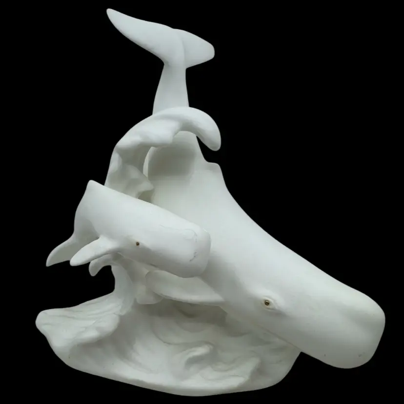 Lenox fine bone china sculpture depicting two whales.