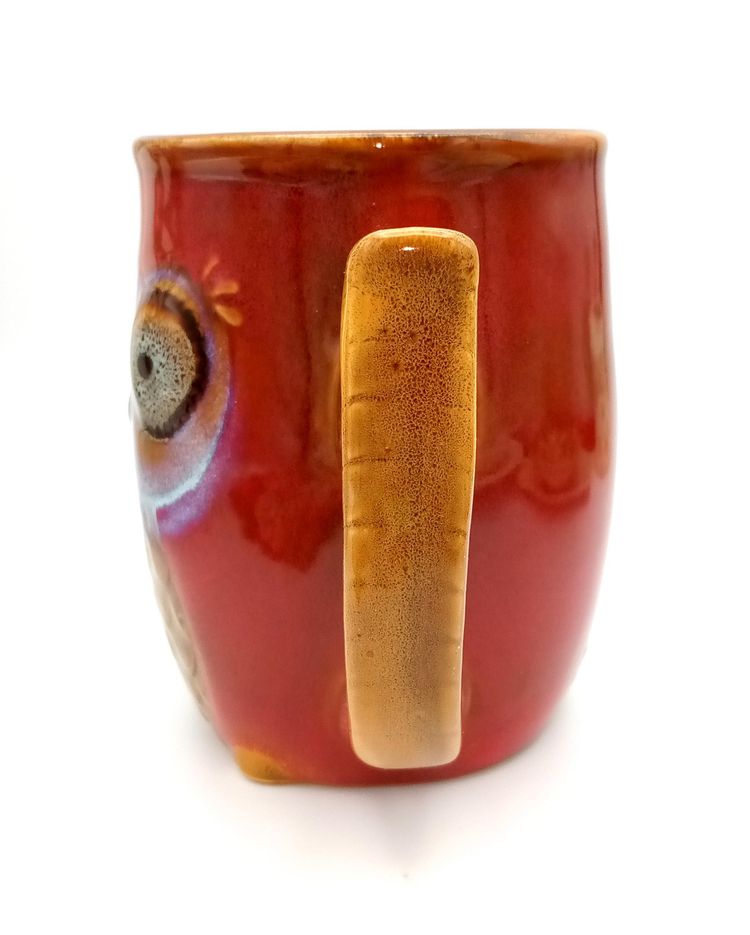 Gibson Home Nature's Owl Coffee Cup Drip Glazed Pottery, No Chips or Cracks 12oz