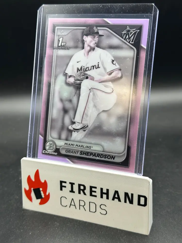 Grant Shepardson 2024 Bowman Draft 1st Bowman PEARL Refractor SSP Miami Marlins
