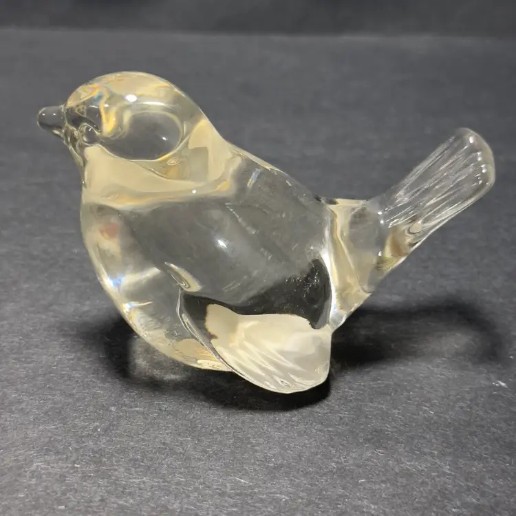 #1492 Vintage Fenton Clear Glass Bird Paperweight 2.75” Tall