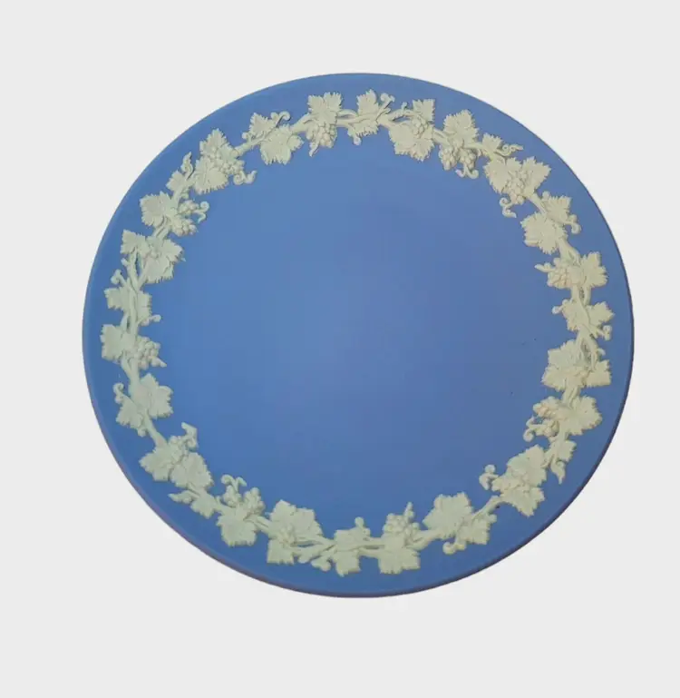 VTG Wedgwood Jasperware Blue White Grapevine Pedestal Footed Candy Dish Compote