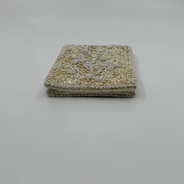 Vintage Ivory Color Sequin & Seed Bead Wallet