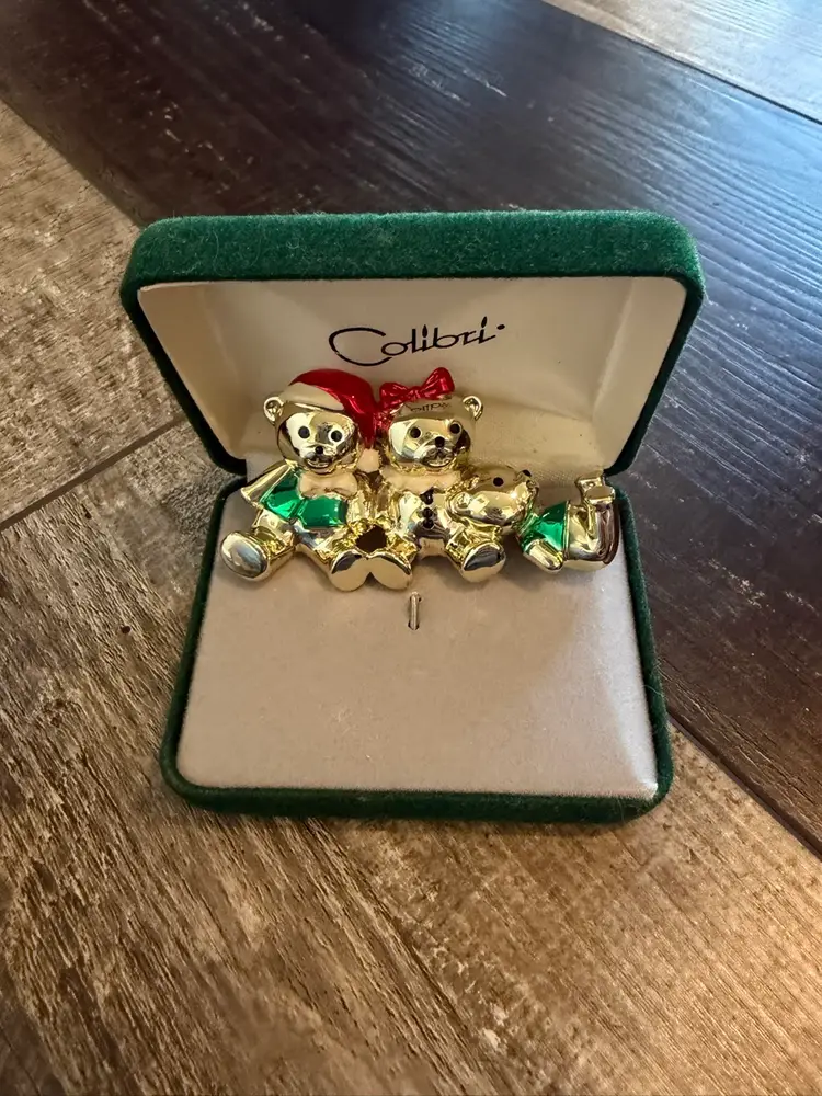 Christmas Teddy Bear Brooch