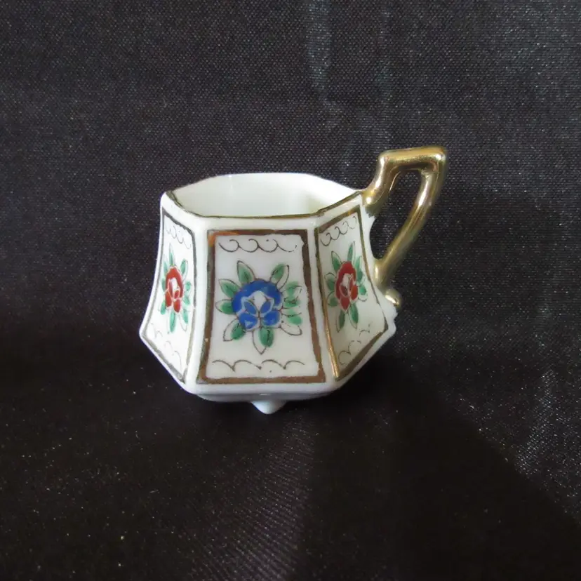 3 Footed Hexagon Shaped Miniature Teacup - Japan