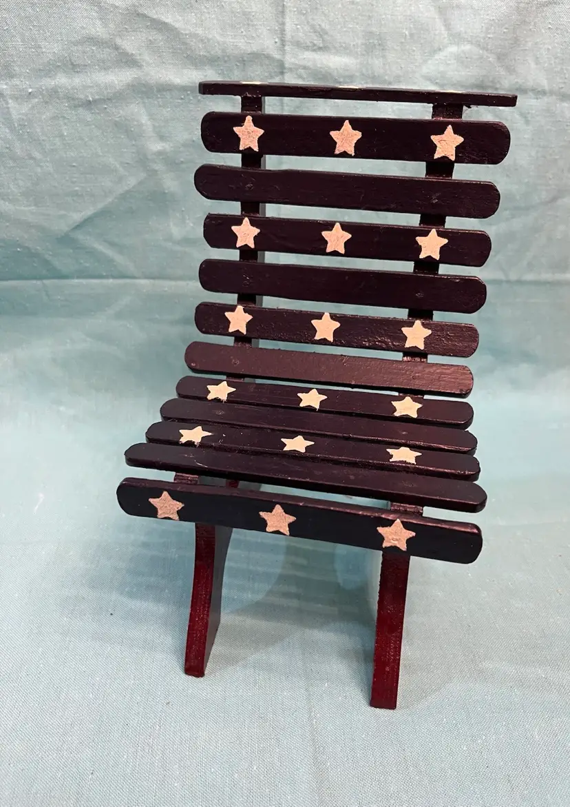 Decorative Patriotic Wood Slatted Chair