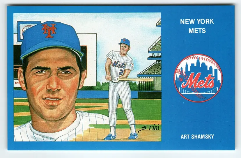 1969 NY Mets Baseball Postcard Susan Rini Art Shamsky Unused Limited Edition