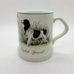 Vintage English Spaniel Hunting Dog Speckled Ceramic Tankard Style Coffee Mug