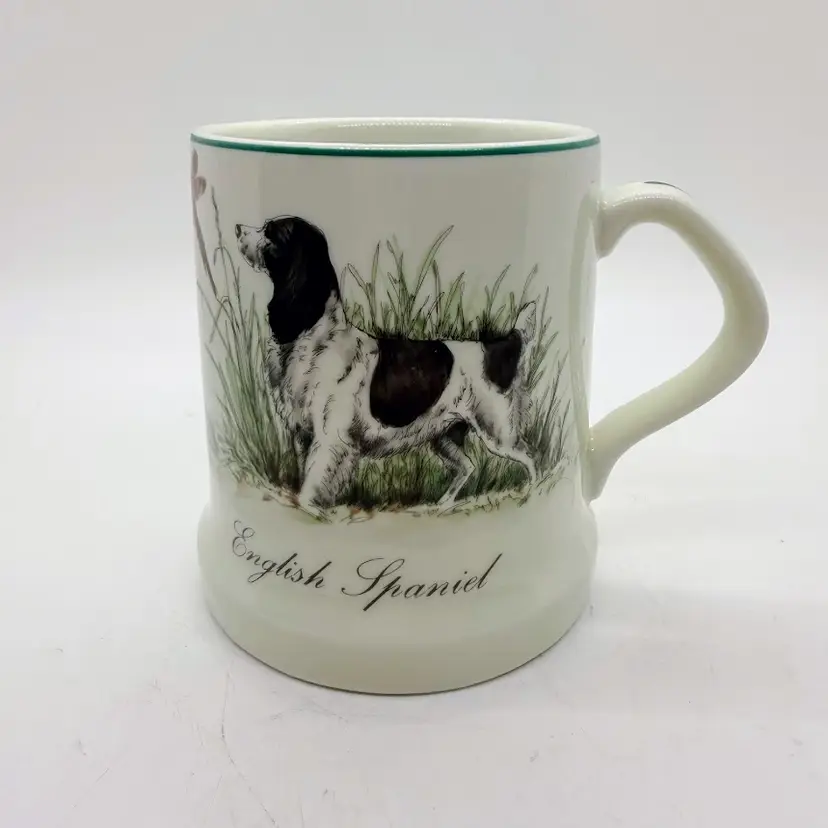 Vintage English Spaniel Hunting Dog Speckled Ceramic Tankard Style Coffee Mug