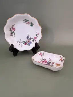 Curated English Bone China Vanity Pair Wedgewood and Royal Crown Derby