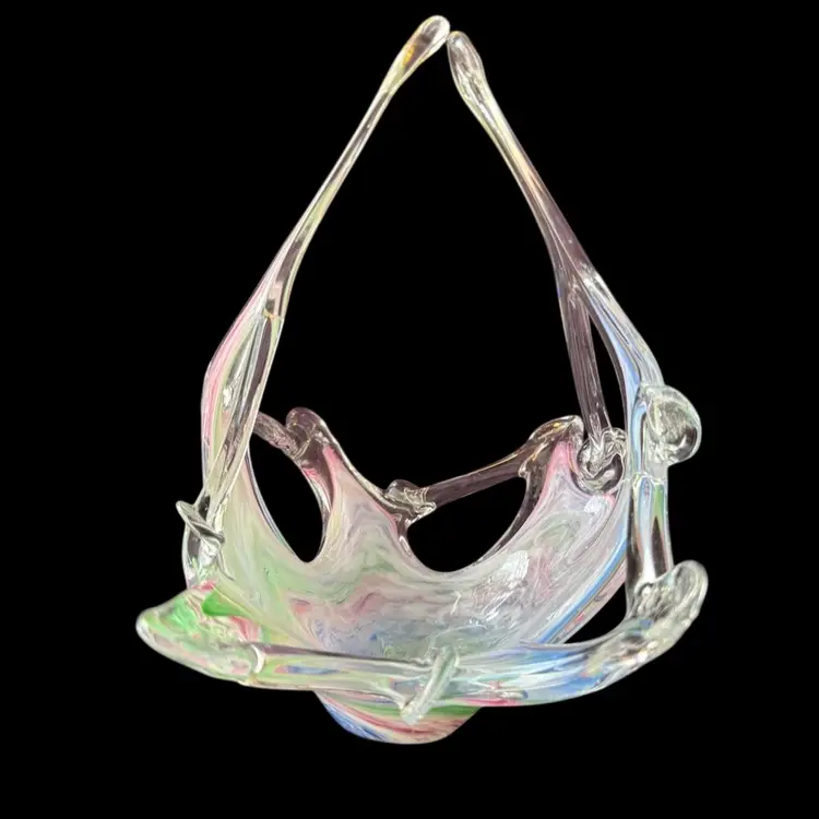 Murano Style Glass Basket