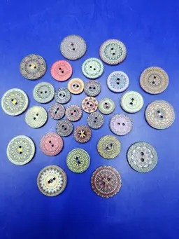 Mandala Flower Wood 2 Hole Buttons - Total 250 Various Sizes