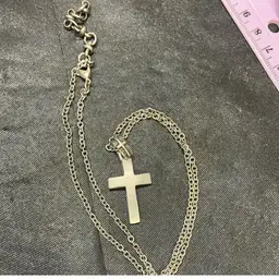 Cross Pendant And Chain In Silver Tone