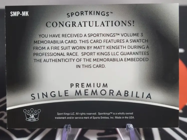 Matt Kenseth 2022 Sportingkings Volume 3 Legends Memorabilia SMP-MK
