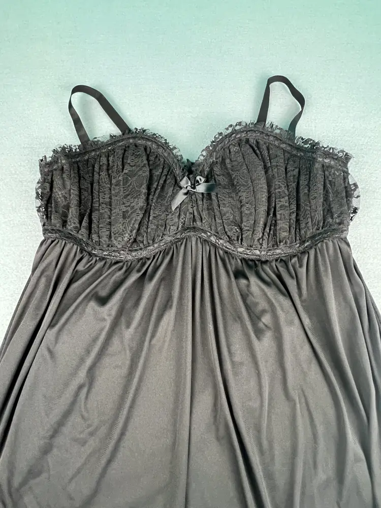 Torrid Black Babydoll Lingerie 3X Underwire Padded Cups Mesh Flowy Chemise