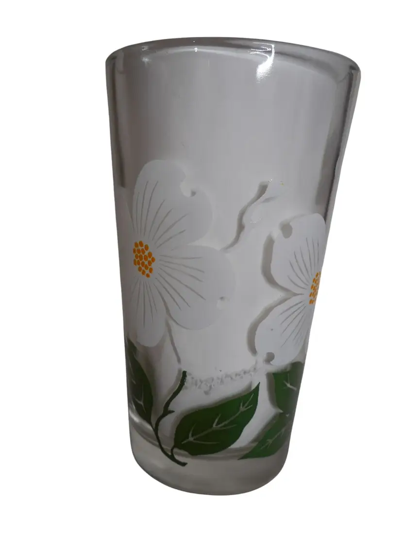 MCM Peanut Butter Drinking Juice Glass Tumbler Dogwood Estate find 5" White #2