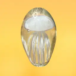 17. Jellyfish Art Glass Paperweight UV Glow 7-1/2 Tall