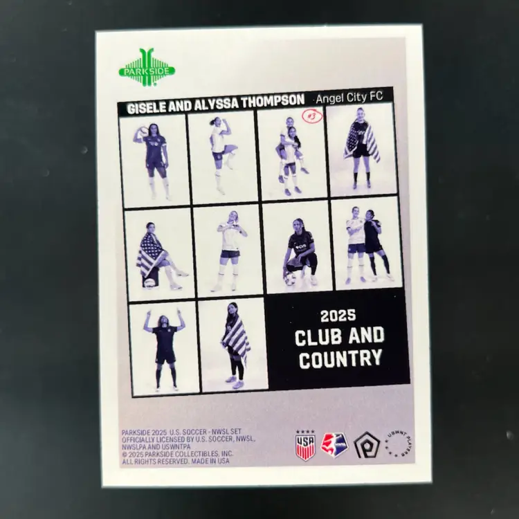 Alyssa Thompson & Gisele Thompson 2025 Parkside Club & Country Studio USWNT Soccer Card