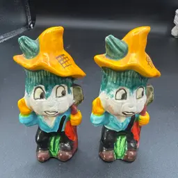 Vintage Anthropomorphic Salt And Pepper Shakers Celery Farmer