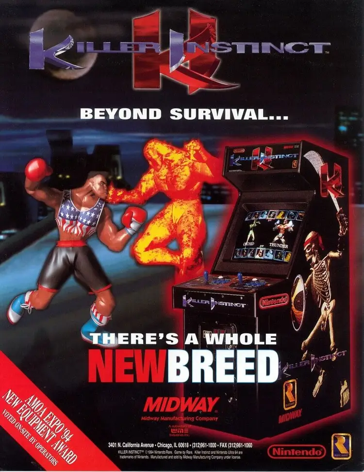 Killer Instinct Arcade Game FLYER Original UNUSED 1994 Video Retro Promo Art