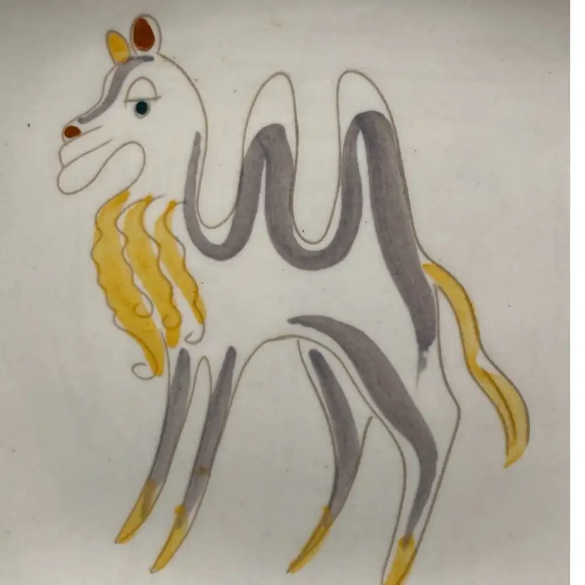 RARE 7" (65) Glidden Pottery Camel Plate #31 Ernest Sohn Menagerie MCM Art Pottery