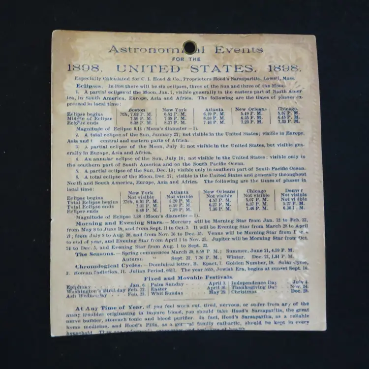 Victorian Trade Card Hoods Sarsaparilla Antique Advertising