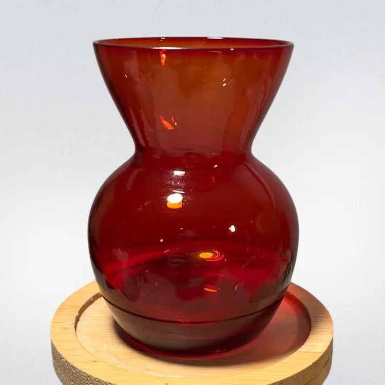Ruby Red Glass Vase Hand Blown | 3”