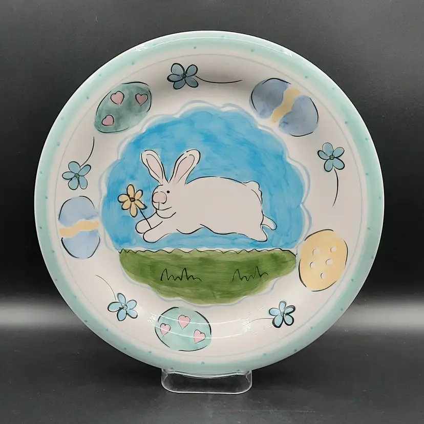Easter Bunny Whimsical Plate HausenWare by Mary Jane Mitchell