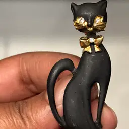 Vintage 1960 Siamese, Matt, Black And Gold Cat