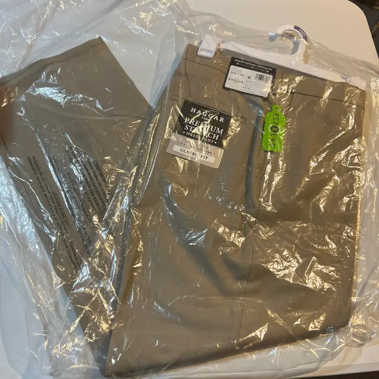 New Men’s Haggar Premium Stretch Classic Fit Dress Pants 36Wx30L