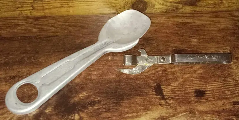 Vintage Metal Short’ning and Ice Cream Spoon & Vaughan’s Bottle Opener