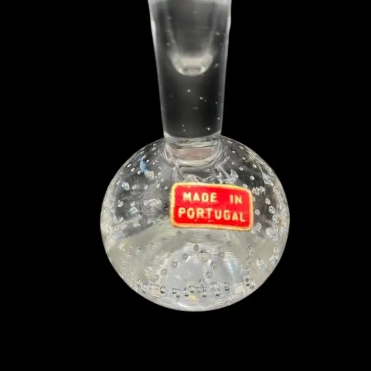 Clear Glass Bud Vase - Controlled Bubbles 10" tall Made in Portugal