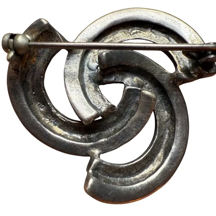 Marcasite 925 Sterling Silver Swirl Brooch