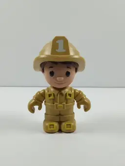 Fisher Price Little People Firefighter Figure Brown Tan #1 Rescue Worker Kid Toy