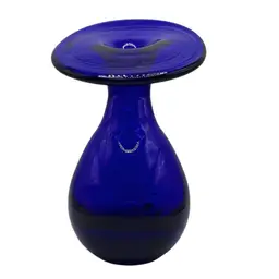 Vintage Cobalt Blue Art Glass Lily Pad Style Vase