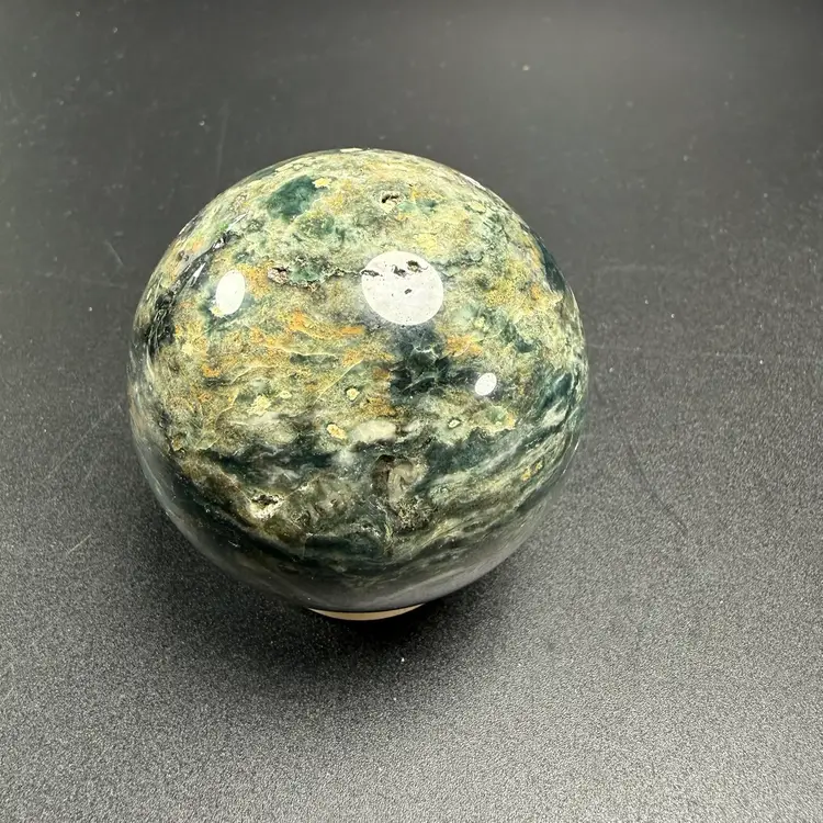 Natural Ocean Jasper Sphere Drusy Green Stone Orb Crystal Healing 59.8mm 292g