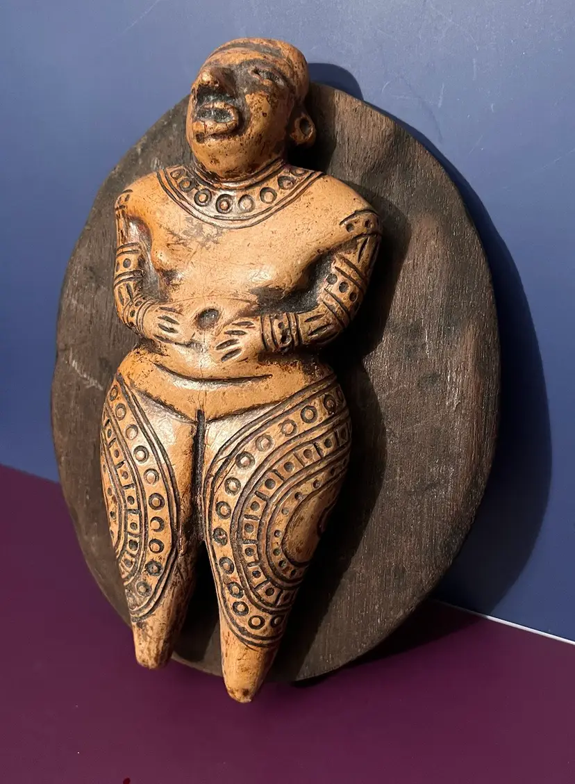 Vintage Tribal Folk Art Native Clay Sculpture Figurine Wall Hanger