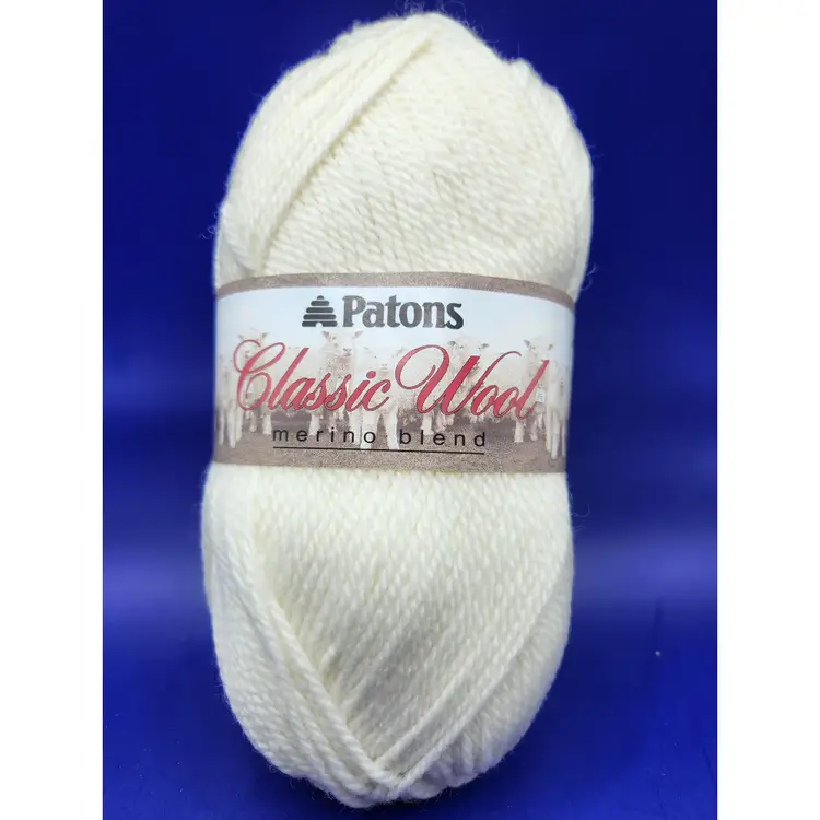 Yarn -  Patons Classic Wool Marino Blend - Set of 5 White Skeins