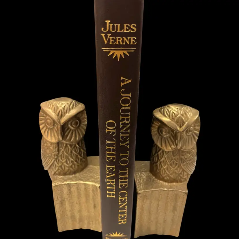 Vintage 1986 Brass- Weighted- Owl Bookends- Original K-Mart Sticker- 6” Tall