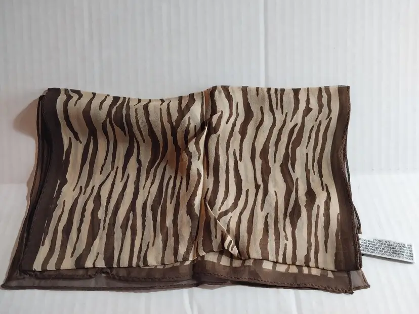 Vintage-Elaine Gold for Collection 18 Brown Zebra Stripe, 52x11 Silk Scarf