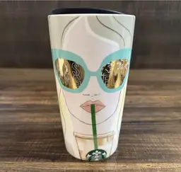 Starbucks Los Angeles LA Girl Sunglasses Ceramic Coffee Travel Mug