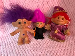 Set Of 3 Vintage Troll Dolls